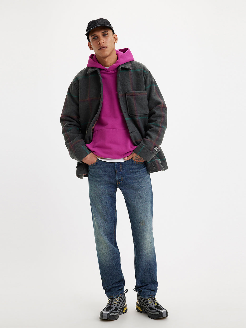 Men's 501 Blue Straight Fit Mid Rise Jeans