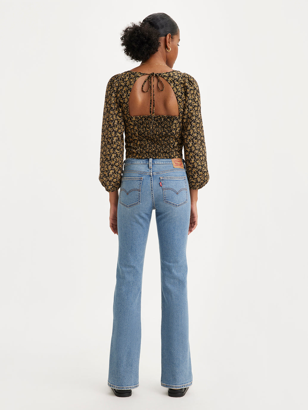 Women's Indigo Bootcut Fit Low Rise Jeans - Back View