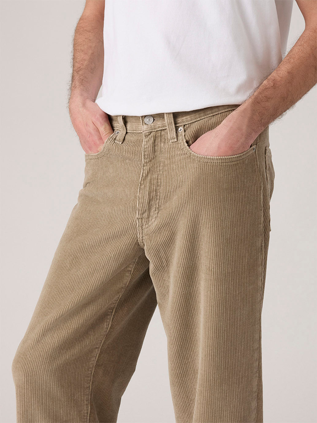 Men's 578 Beige Loose Fit Mid Rise Corduroy Jeans - Detail View