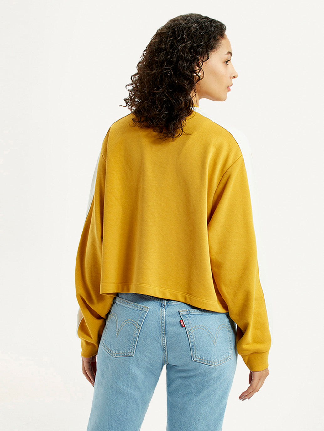 Women's Brand Logo Yellow Crew Neck Sweatshirt - Back View