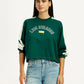 Women's Colorblock Dark Green Crew Neck Sweatshirt - Styleshot View