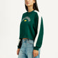 Women's Colorblock Dark Green Crew Neck Sweatshirt - Side View