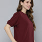 Women's Textured Maroon Round Neck Top