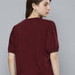 Women's Textured Maroon Round Neck Top