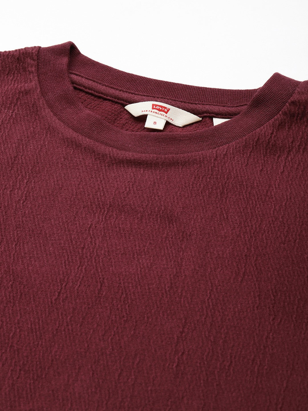 Women's Textured Maroon Round Neck Top