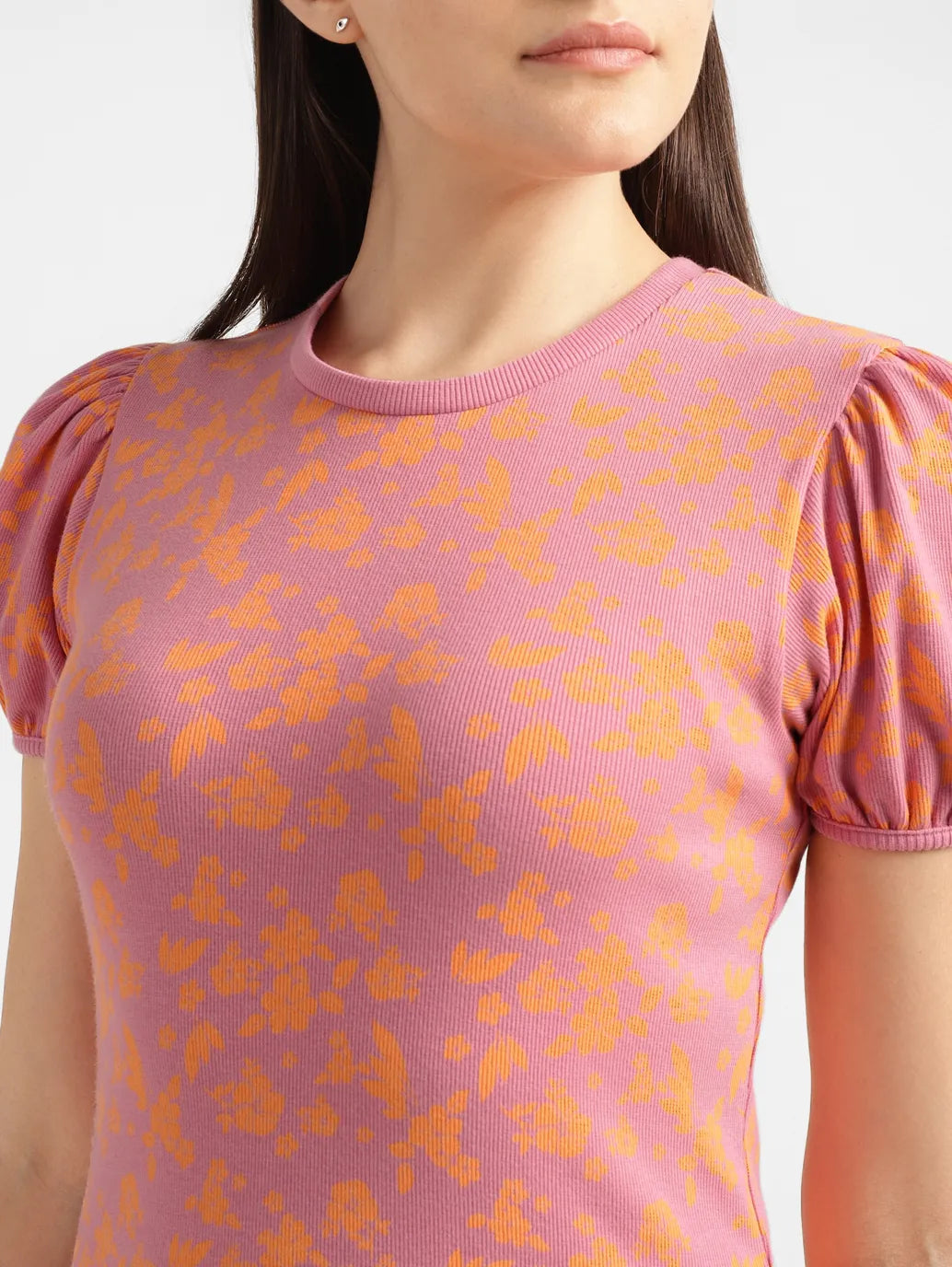 Women's Floral Pink Crew Neck Top