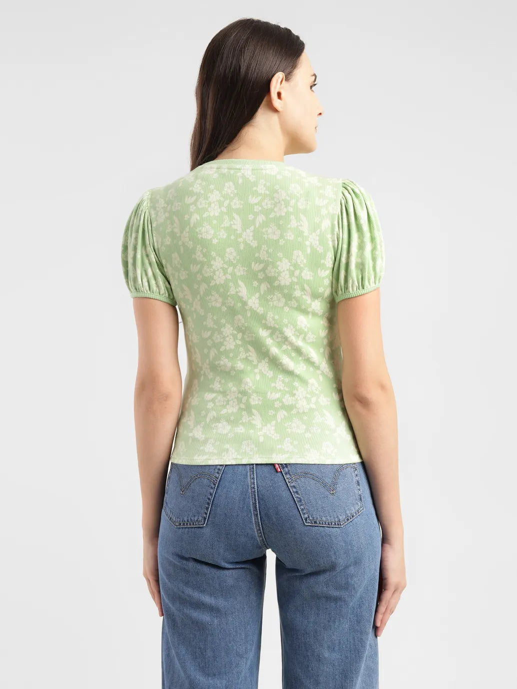 Women's Floral Green Crew Neck Top