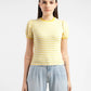 Women's Striped Yellow Crew Neck Top - 21679b57-9923-4692-9668-a643c727d318 View