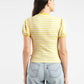 Women's Striped Yellow Crew Neck Top - 05b704c2-06d1-48b7-9053-f53b687bc602 View