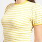 Women's Striped Yellow Crew Neck Top - cf91ebd1-94d9-4b35-bd65-b3e9a57c0544 View