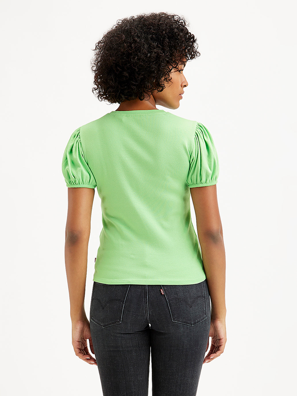 Women's Textured Green Crew Neck Top