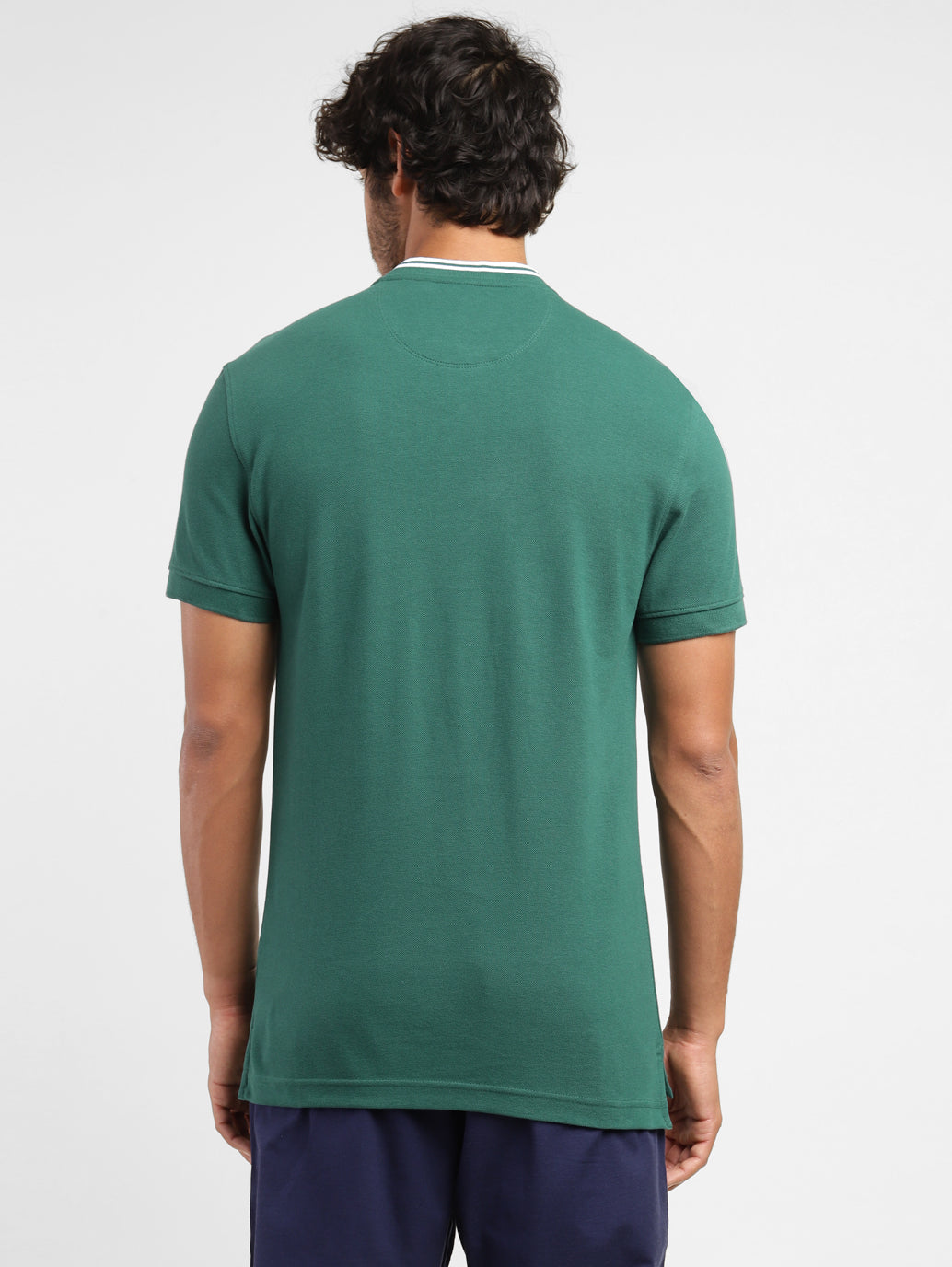 Men's Solid Band Neck T-shirt Green