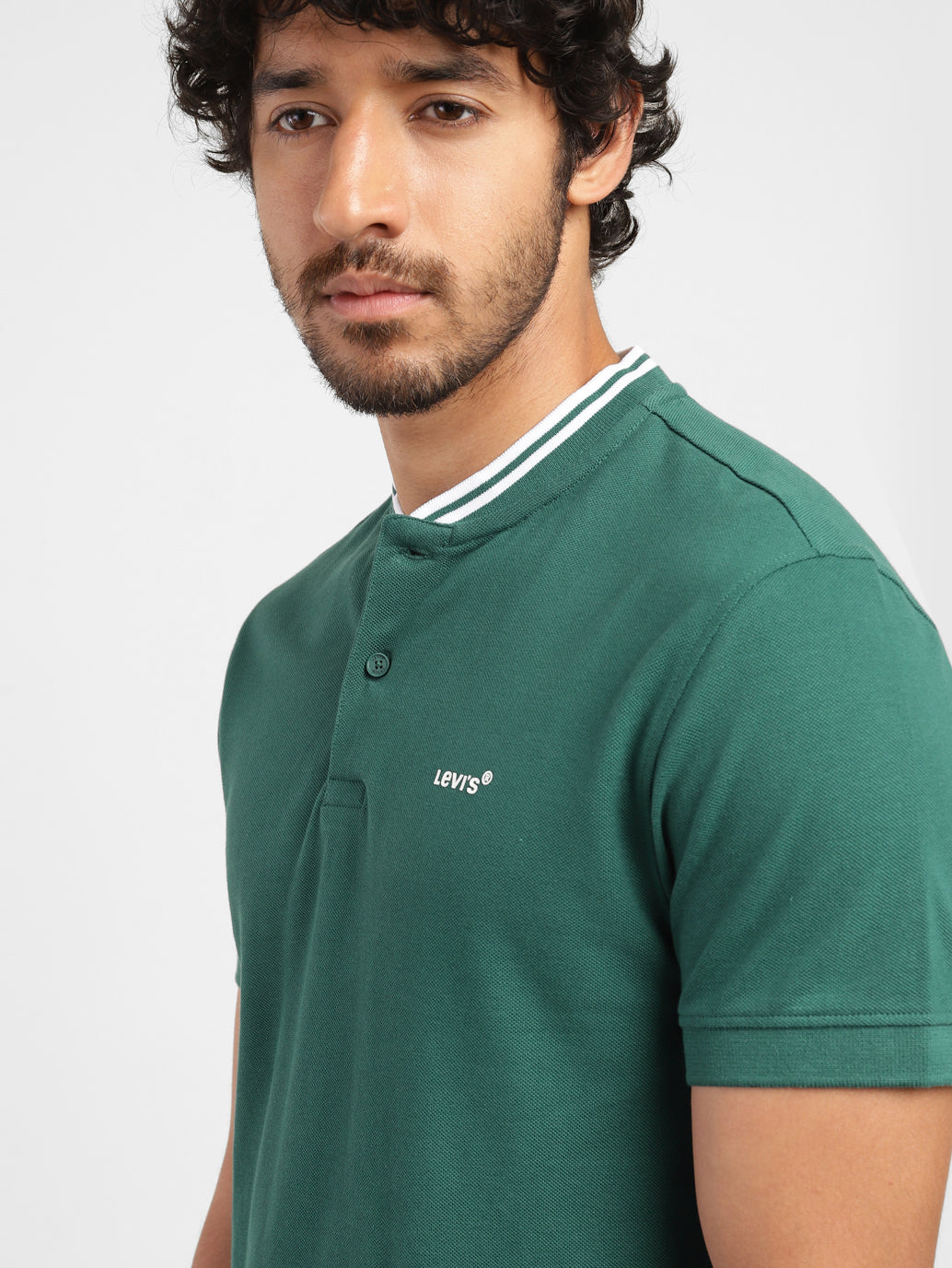 Men's Solid Band Neck T-shirt Green - b3b622e5-3978-47ba-9cb2-7b4c9a8269ba View