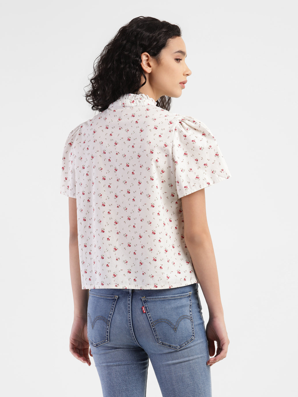 Women's Floral Print Band Neck Top