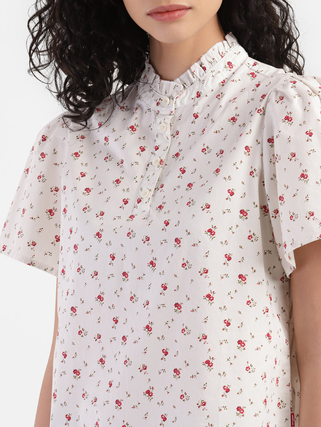 Women's Floral Print Band Neck Top