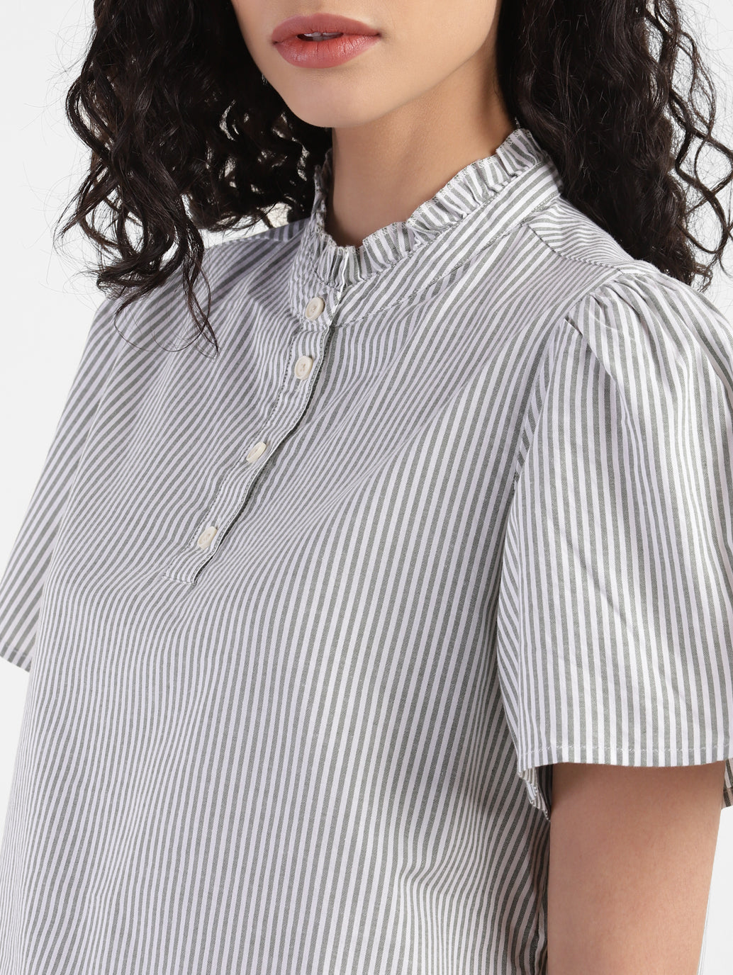 Women's Striped Band Neck Top