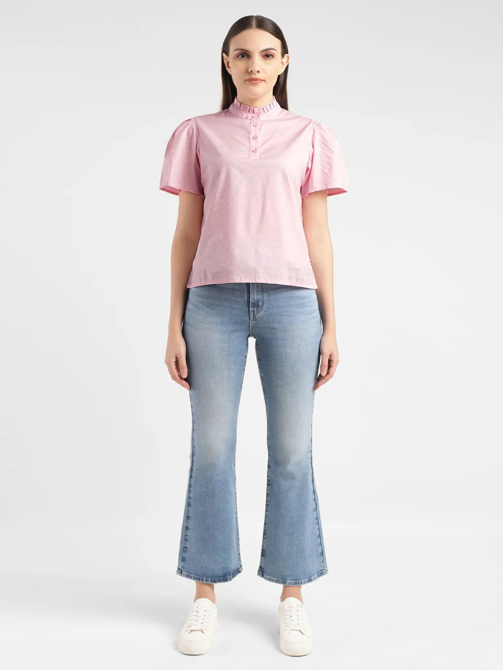 Women's Self Pink Band Neck Top