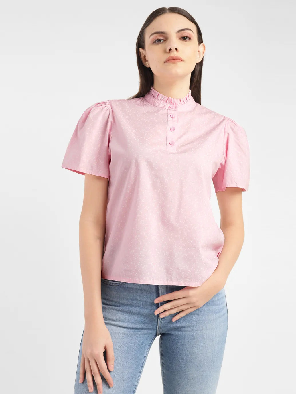 Women's Self Pink Band Neck Top