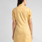 Women's Solid Yellow Spread Collar Dress