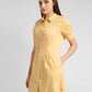 Women's Solid Yellow Spread Collar Dress