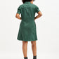 Women's Solid Green Spread Collar Shirt Dress