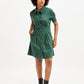 Women's Solid Green Spread Collar Shirt Dress - ef924fb2-dbe7-484f-876b-9e82147d063c View