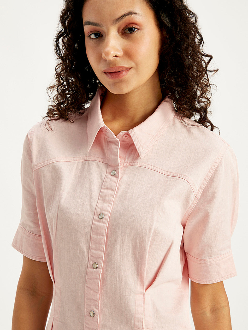 Women's Solid Light Pink Spread Collar Shirt Dress Levis India Store Women's Solid Light Pink Spread Collar Shirt Dress Levis India Store