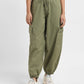 Women's High Rise Green Loose Tapered Fit Trousers