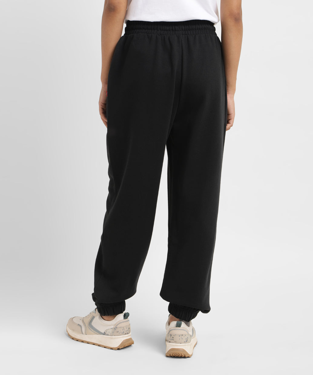 Women's Mid Rise Black Regular Fit Joggers