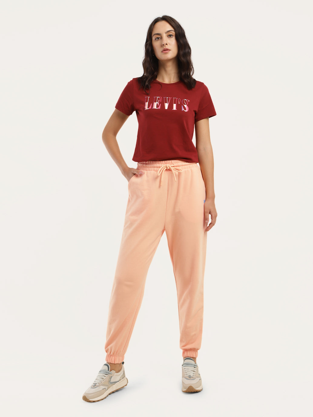 Women's Regular Fit Peach Joggers