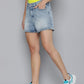 Women's High Rise Light Indigo Regular Fit Denim Shorts