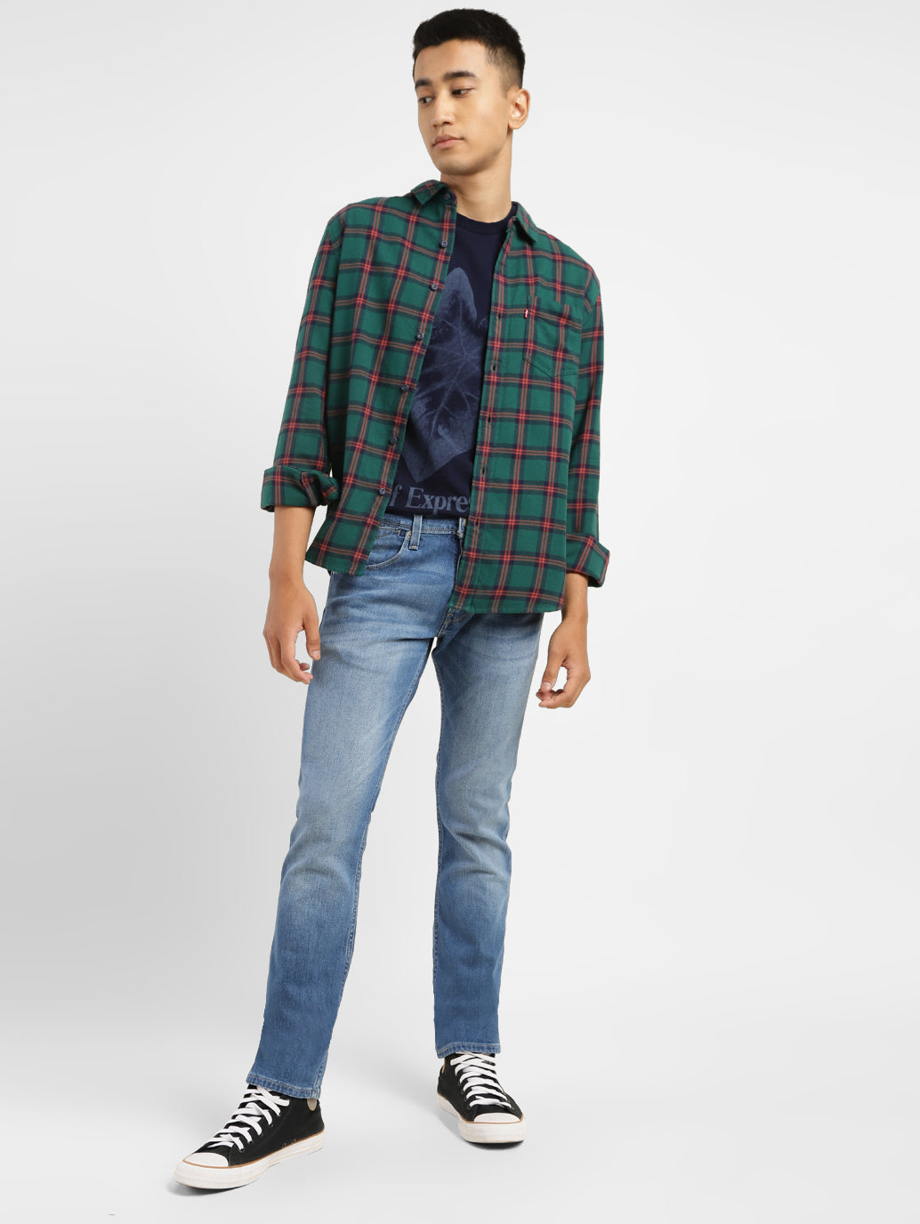 Men's 65504 Blue Skinny Fit Mid Rise Jeans