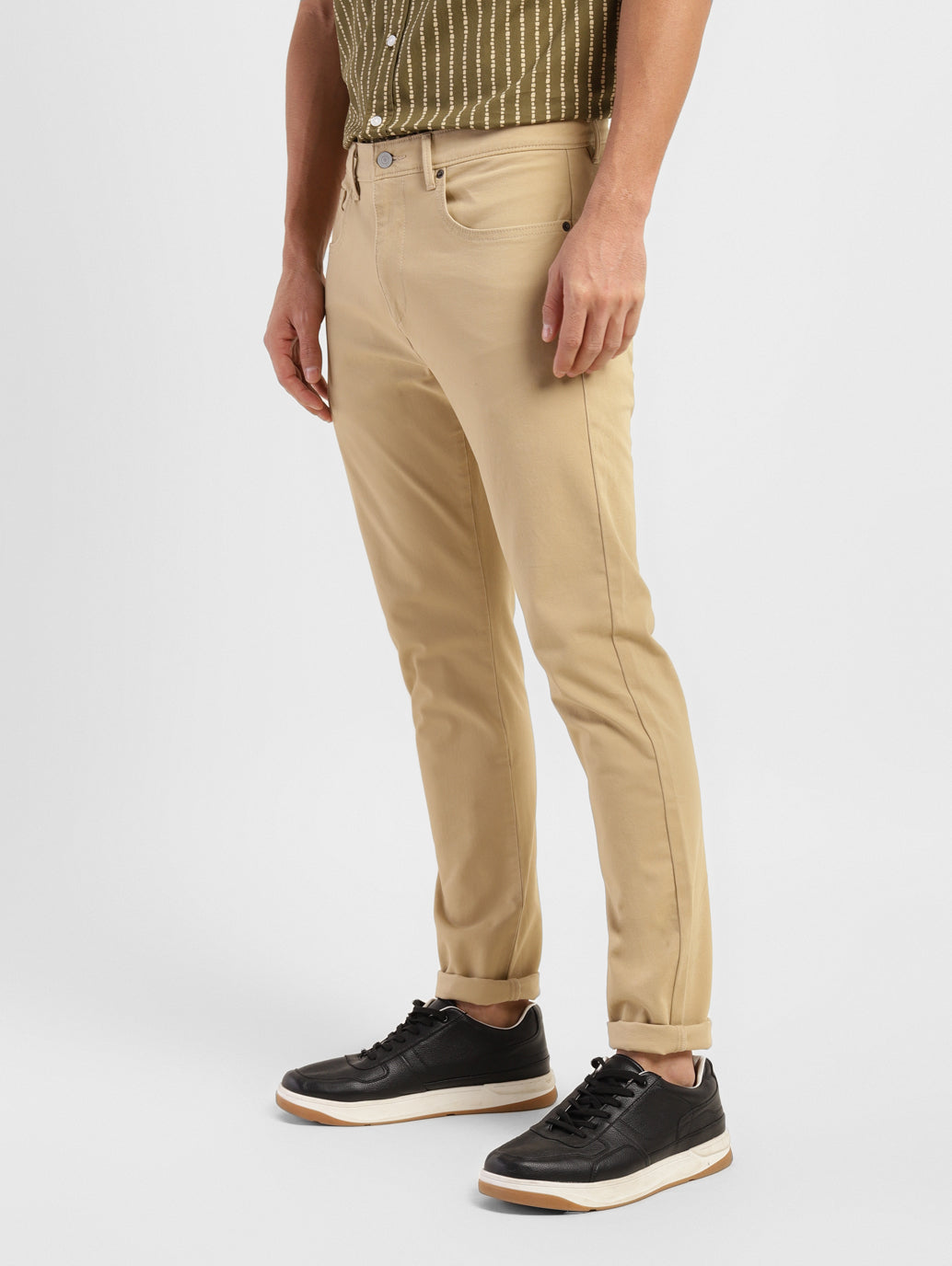 Tapered Leather Trousers - Khaki Beige - ARKET