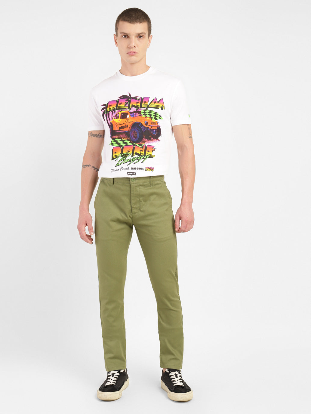 Men's Green Slim Tapered Fit Trousers