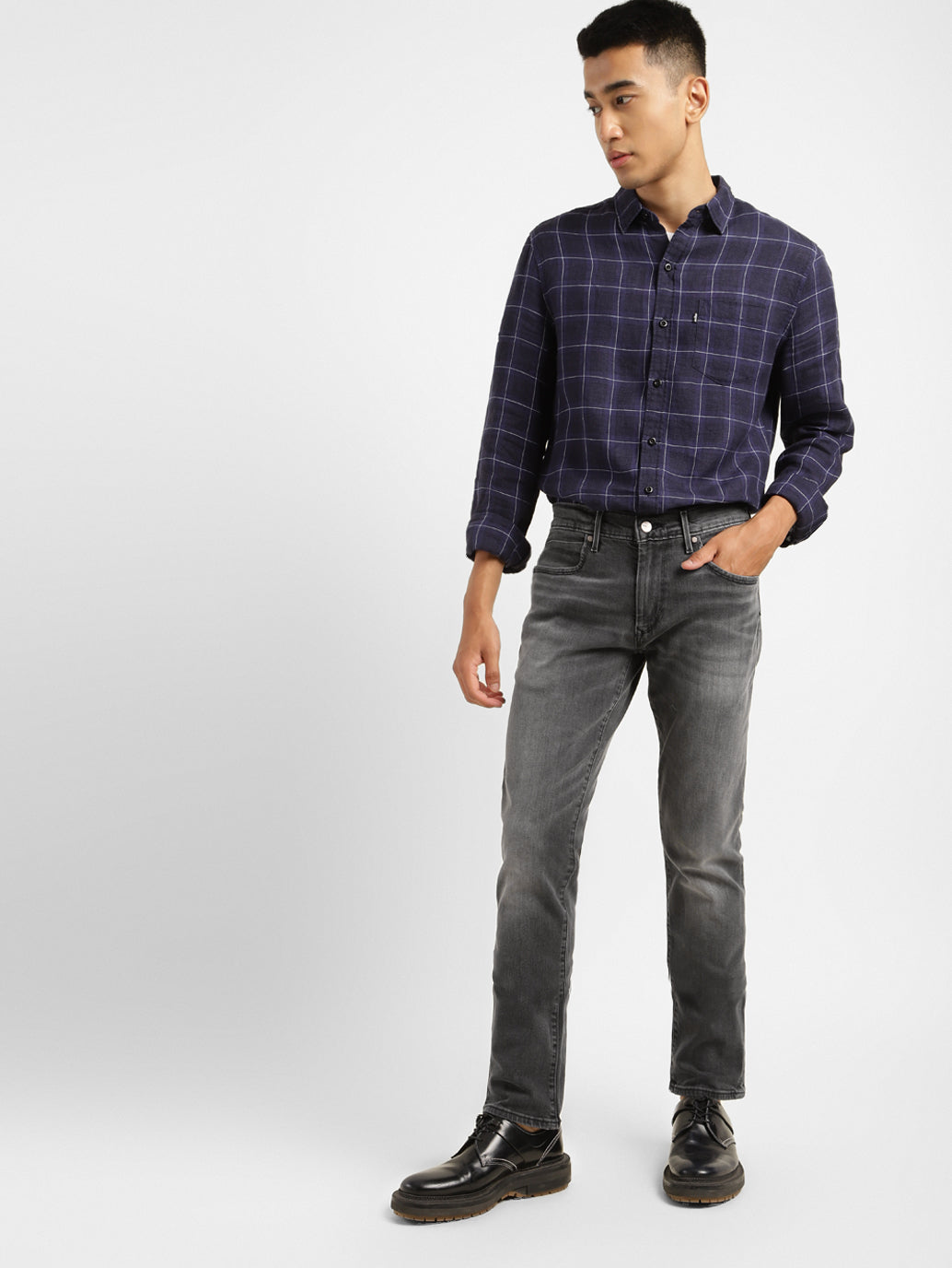 Men's Redloop 65504 Grey Skinny Fit Mid Rise Jeans