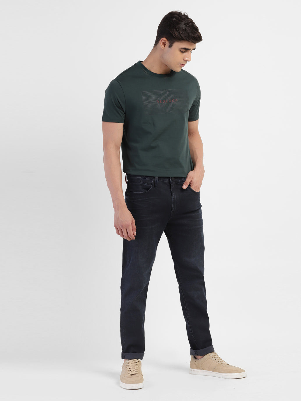 Men's Redloop 512 Blue Slim Tapered Fit Mid Rise Jeans
