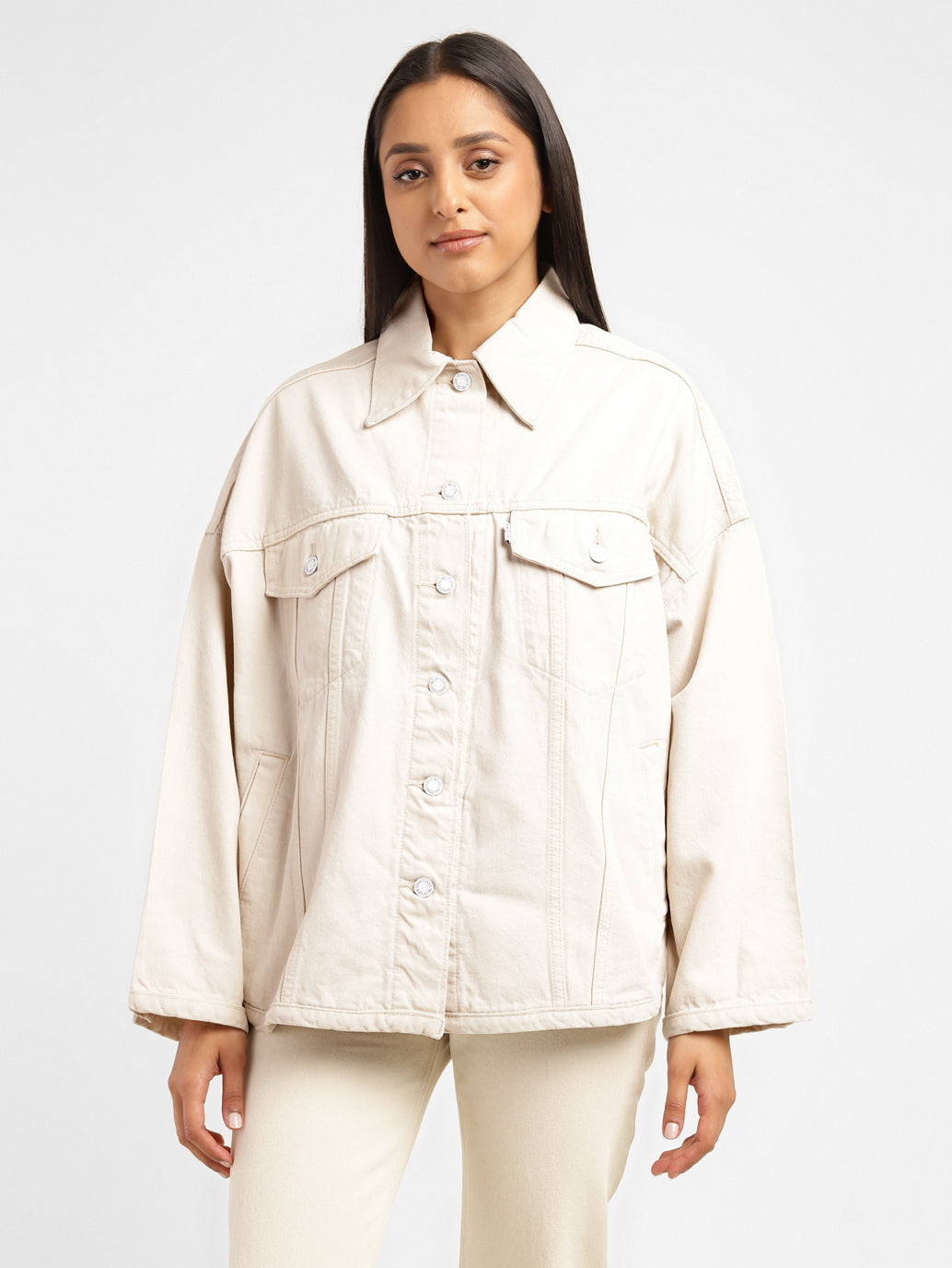 Women's Solid Spread Collar Denim Jacket