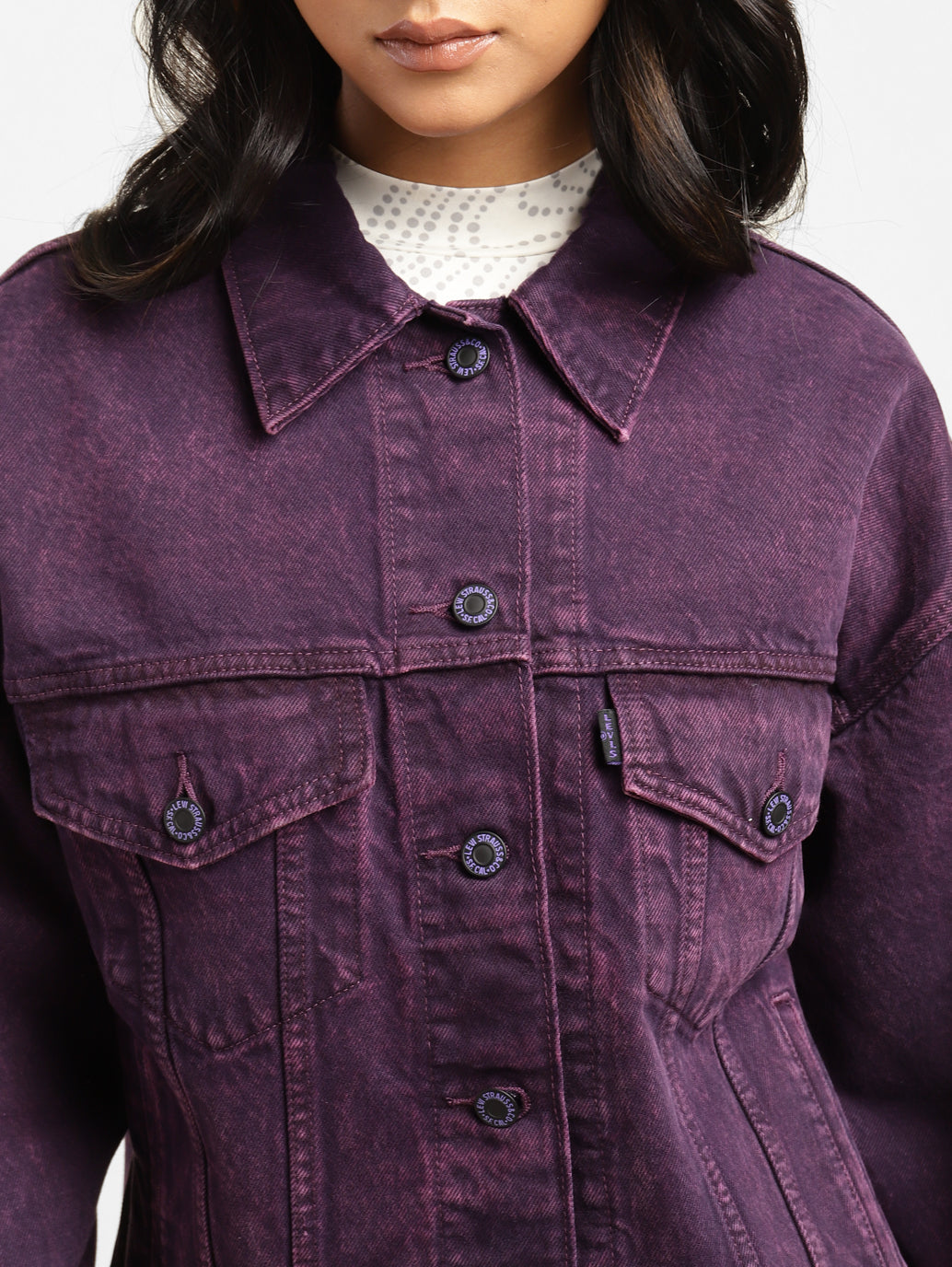 Levi's x Deepika Padukone Solid Purple Shirt Collar Jacket