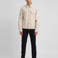 Men's Solid Off White Spread Collar Jacket