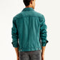 Men's Solid Teal Spread Collar Trucker Jacket