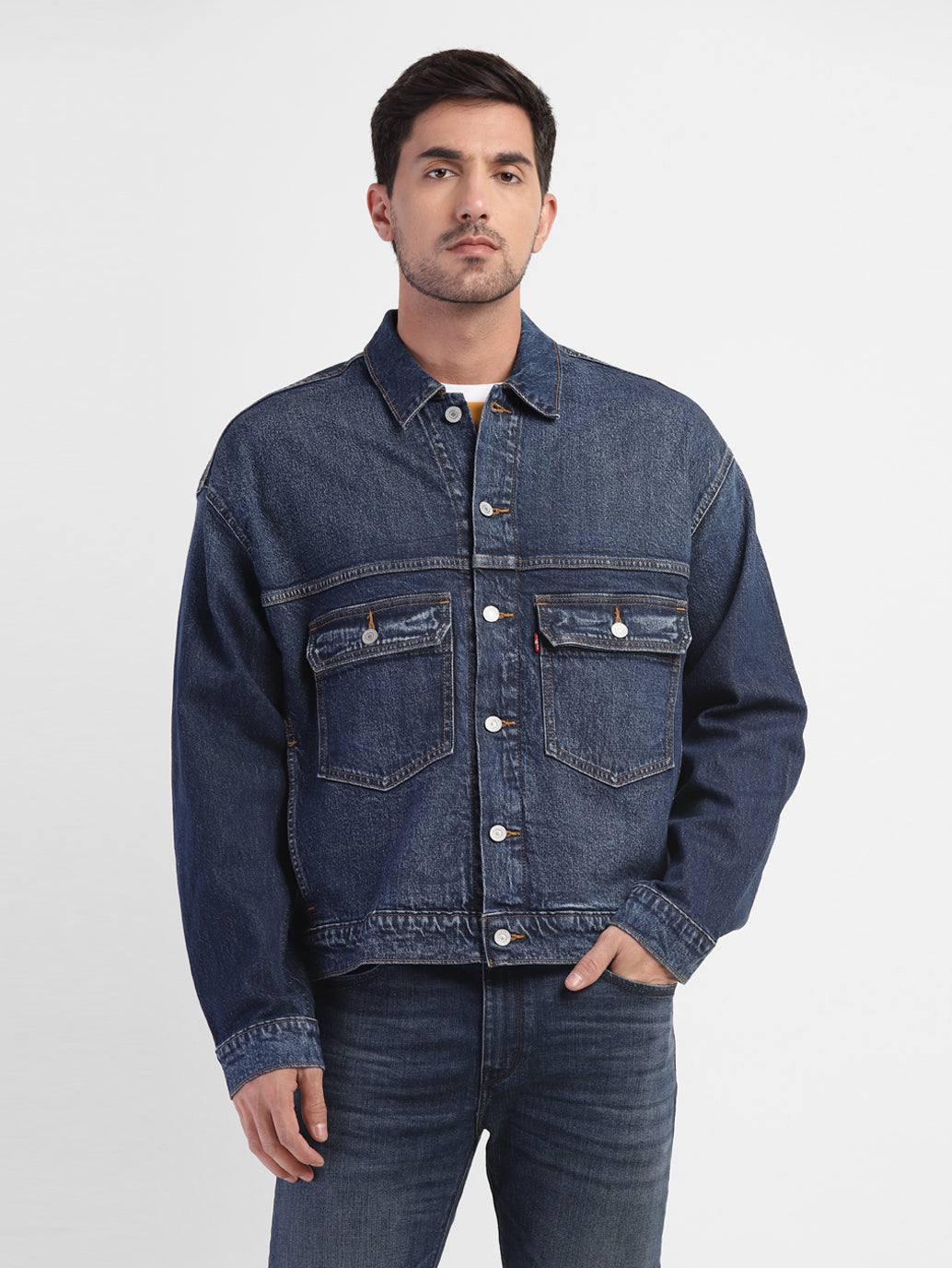 Men's Solid Spread Collar Jacket - 8d49e8a8-5f31-4b7f-9697-cf4768021d85 View