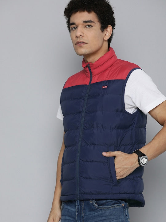 Men's Colorblock High Neck Jacket