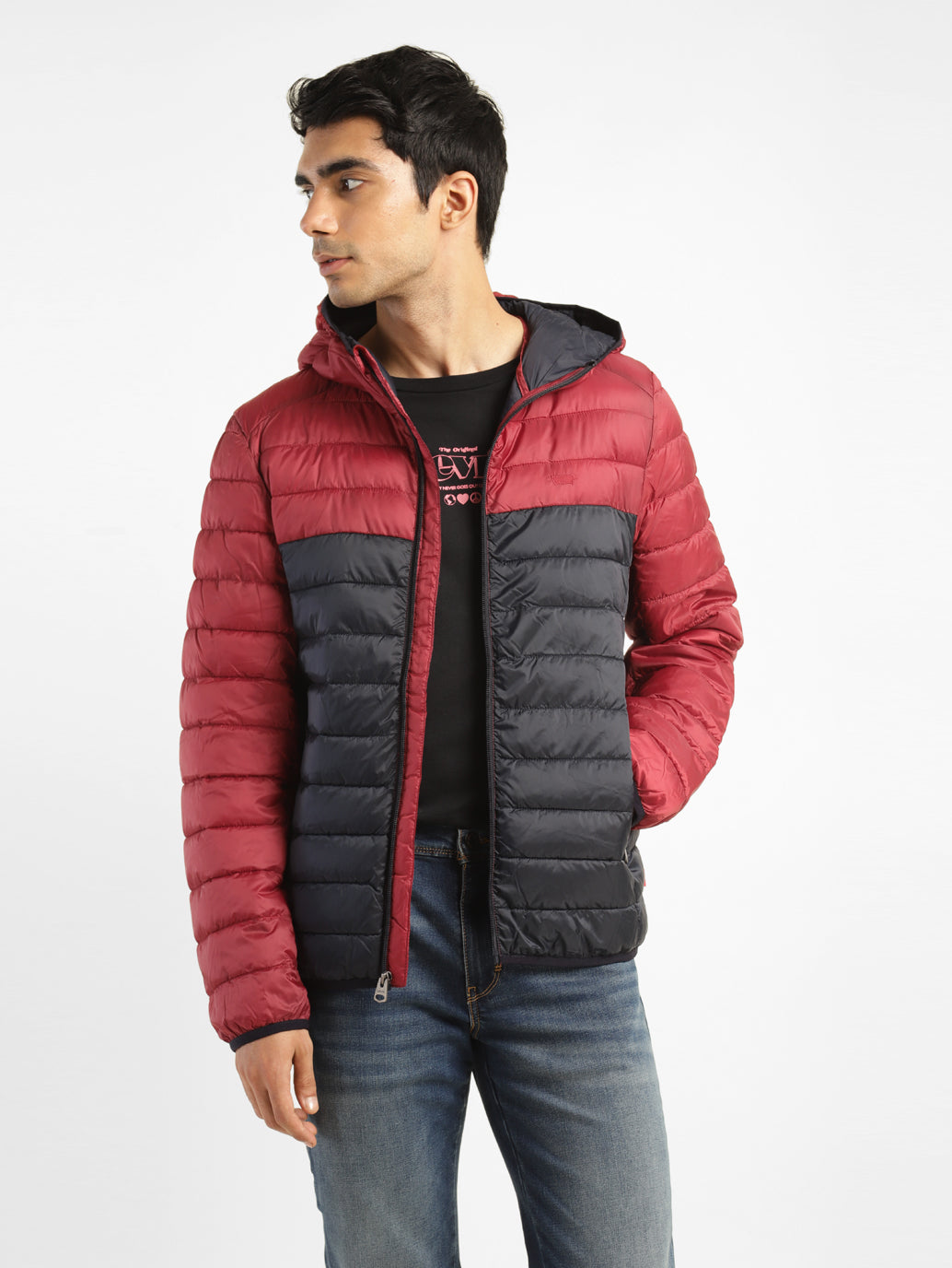 Men's Colorblock Red Hooded Jacket – Levis India Store