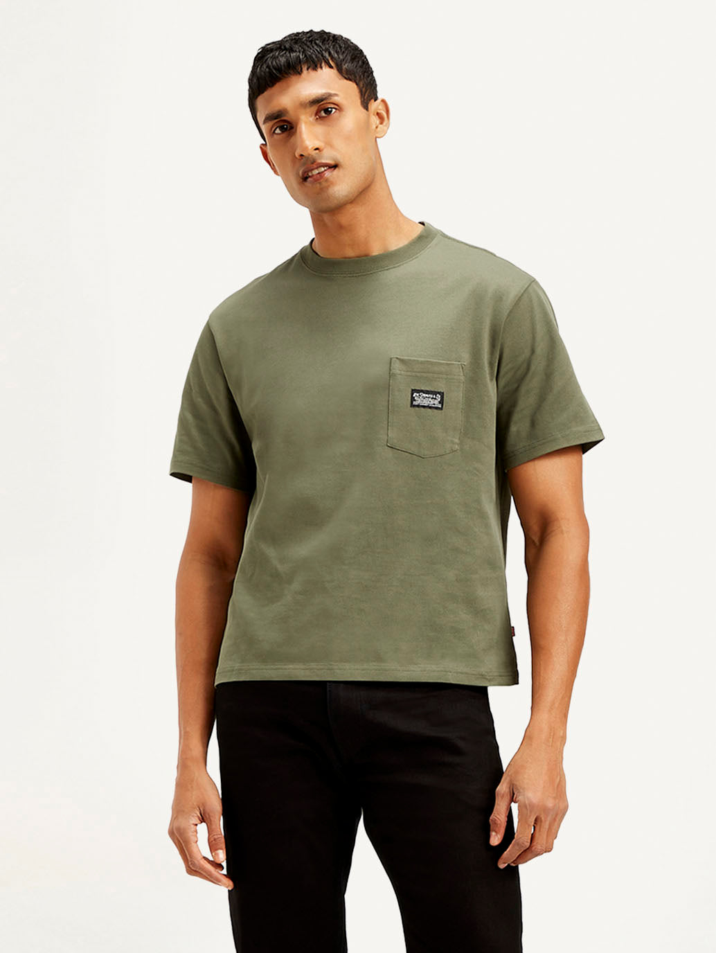 Men's Solid Crew Neck T-Shirt - Front View