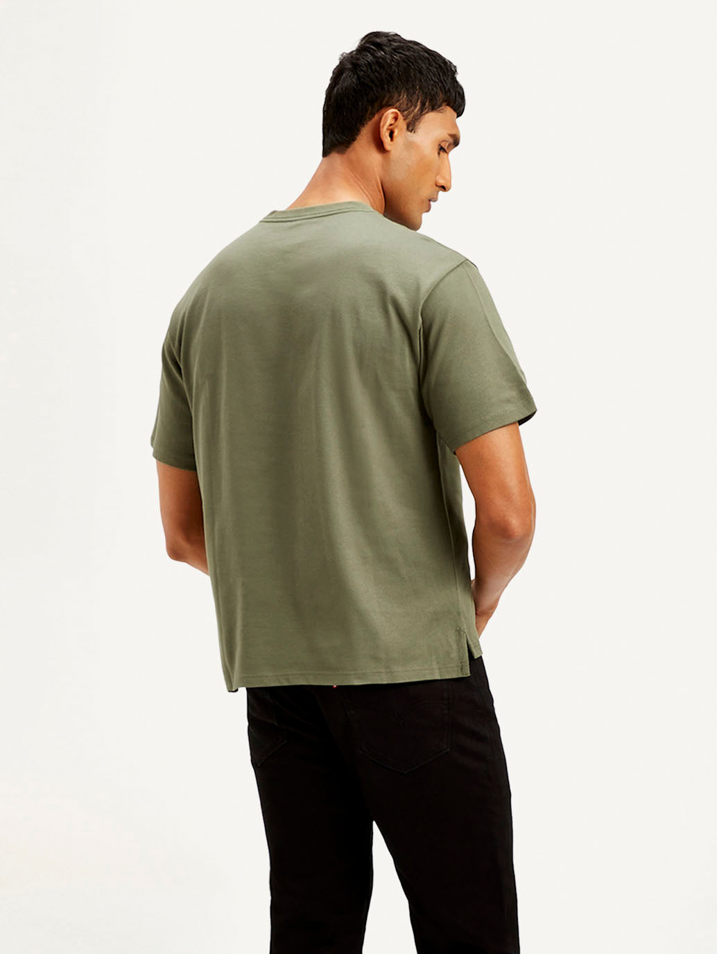 Men's Solid Crew Neck T-Shirt - Back View