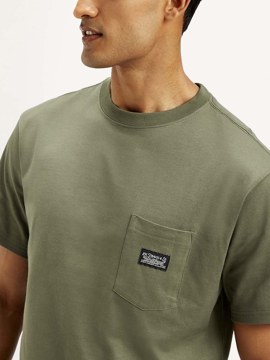 Men's Solid Crew Neck T-Shirt - Detail View