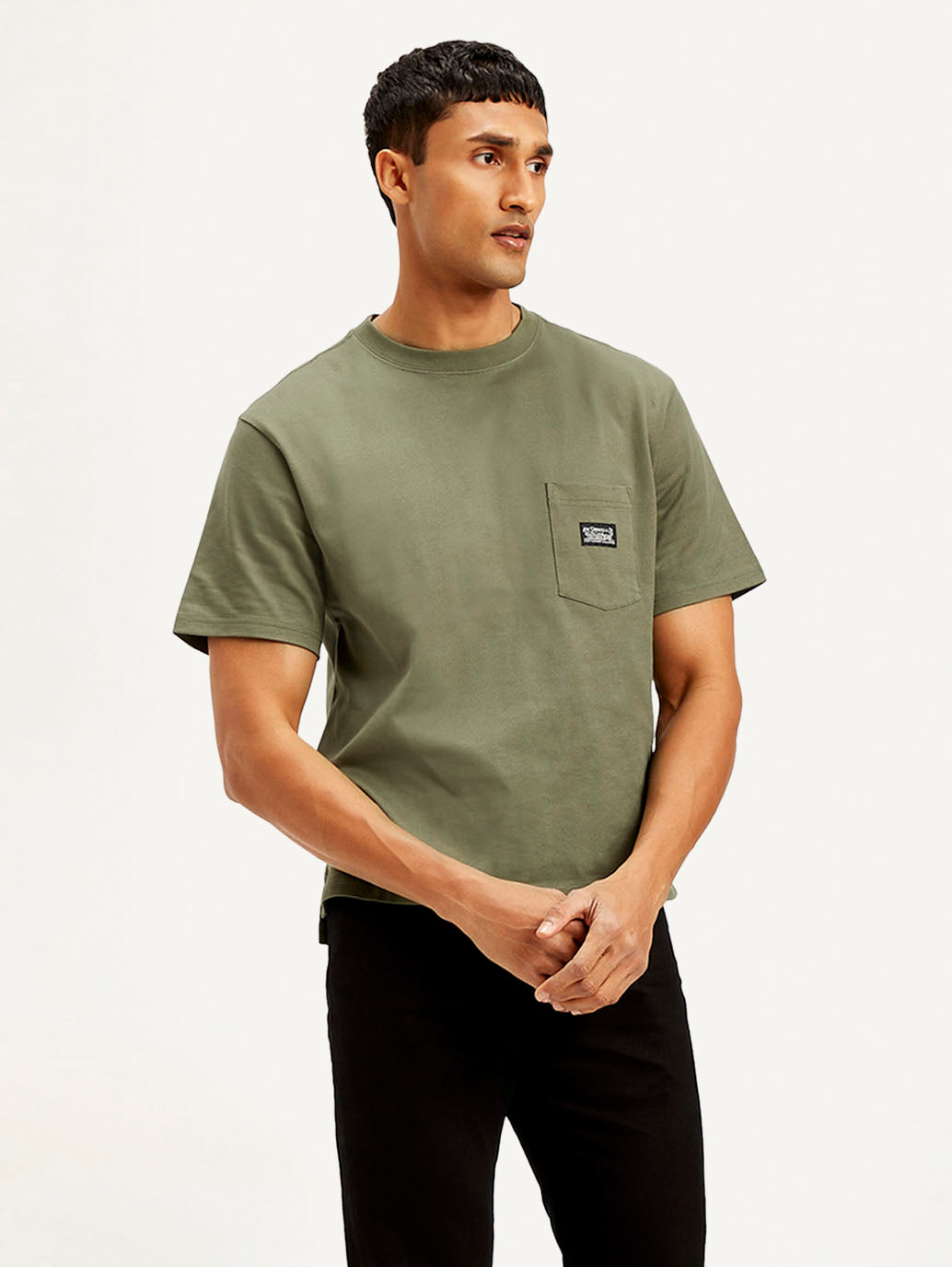 Men's Solid Crew Neck T-Shirt - Side View