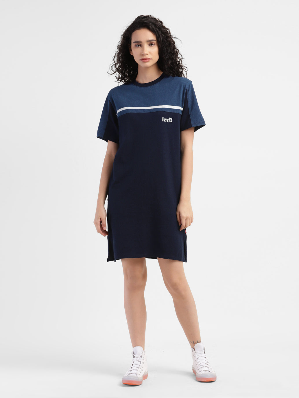 Women's Colorblock Round Neck Dress - 6b45d1e3-6b95-4c76-aa9f-cfa088460d9a View