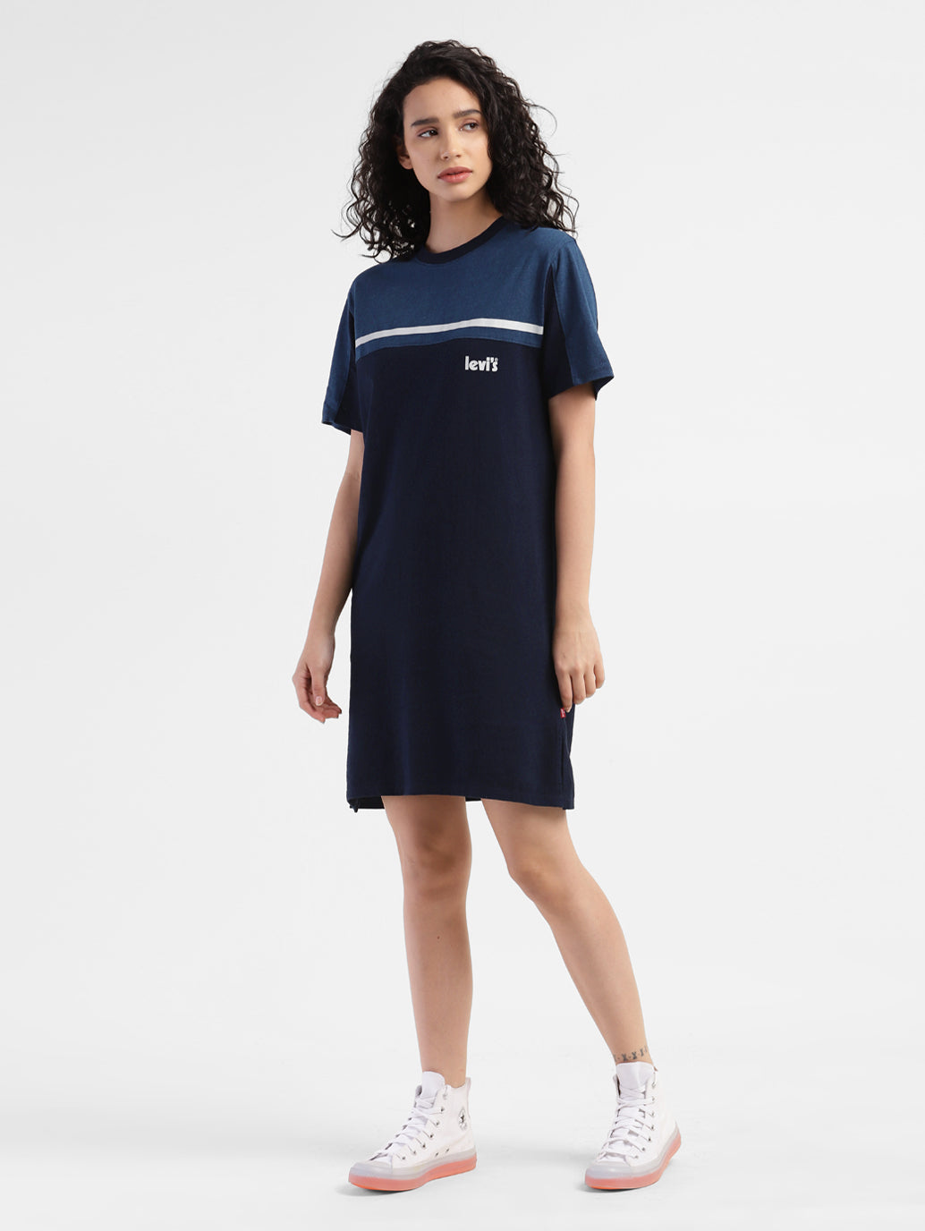 Women's Colorblock Round Neck Dress - 70d81be4-e5d1-4758-bab3-744393979065 View