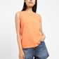Women's Checkered Orange Round Neck Top - acfdab64-c24b-400f-89a9-9a5721266703 View
